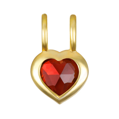 New! Birthstone Heart Pendant - January/Garnet