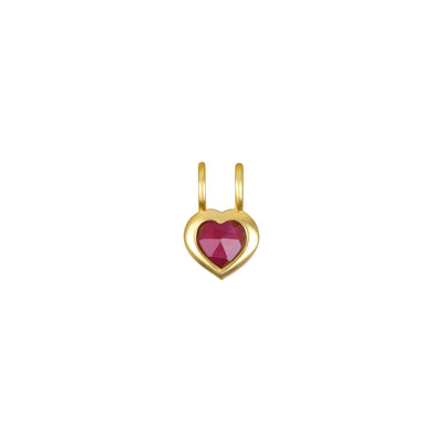 New! Birthstone Heart Pendant - July/Ruby