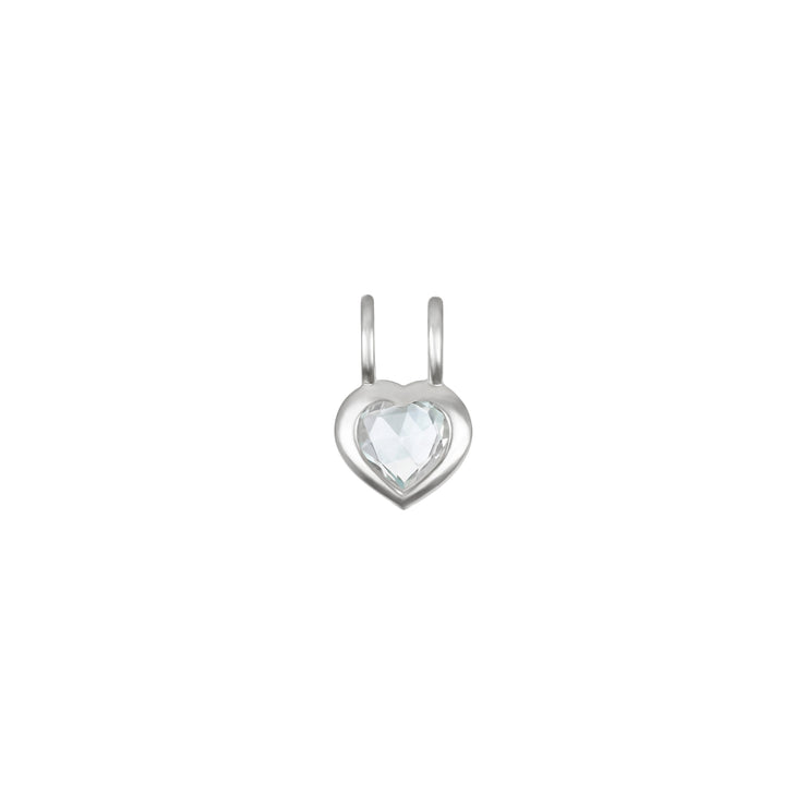 New! Birthstone Heart Pendant - April/White Topaz