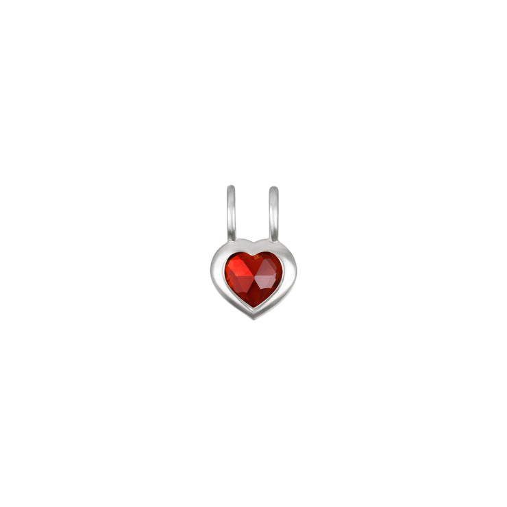 New! Birthstone Heart Pendant - January/Garnet