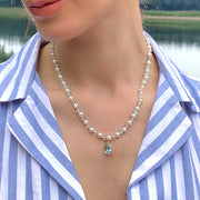 Freshwater Pearl & Sky Blue Topaz Necklace