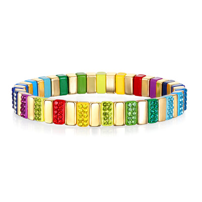 New! CZ Enamel Bracelet-Rainbow Sparkle