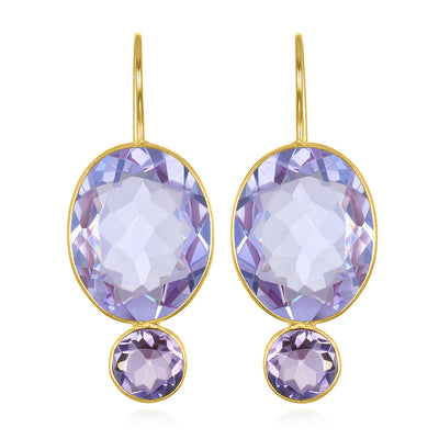 Valencia Grand Oval Earring-Lilac Gold