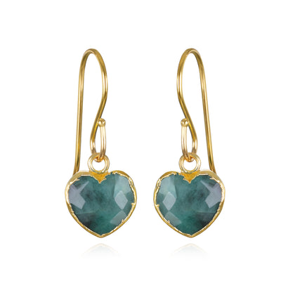 New! Heart Dangles - Emerald