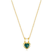 New! Birthstone Heart Pendant - May/Emerald