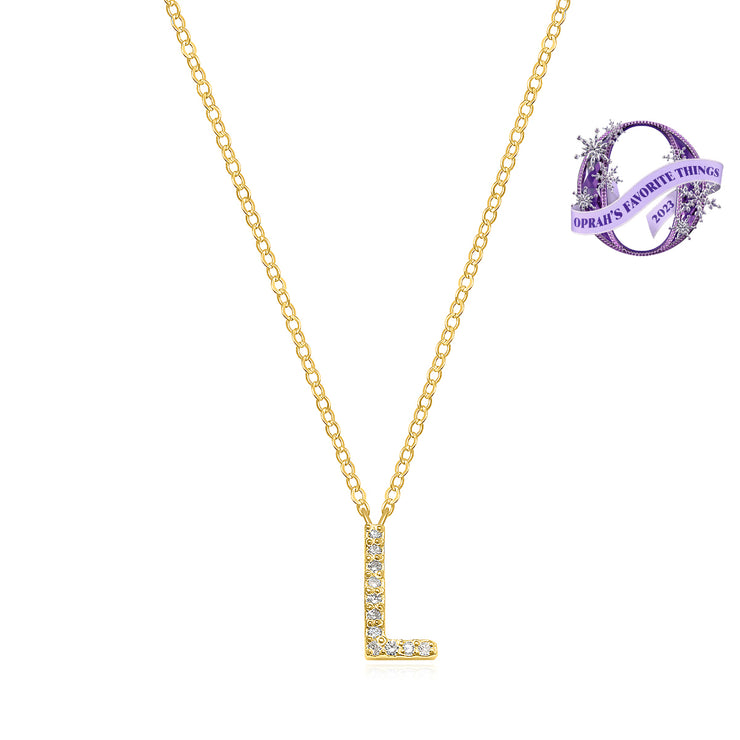 Diamond Initial Necklace-Gold