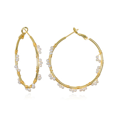 New! Freshwater Pearl Wrapped Hoops