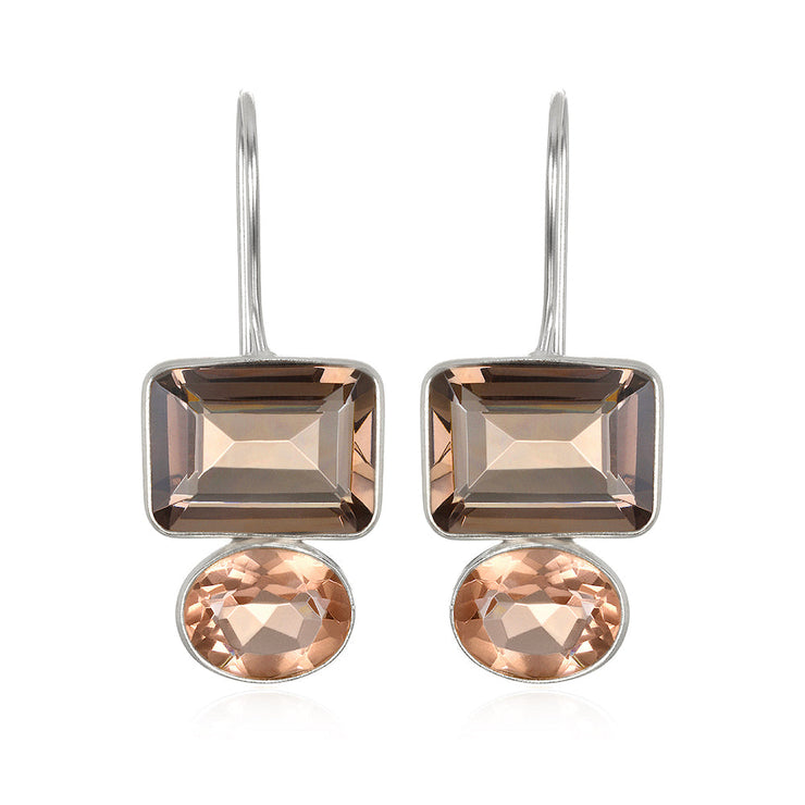 Valencia Earring-Smoky & Champagne Silver