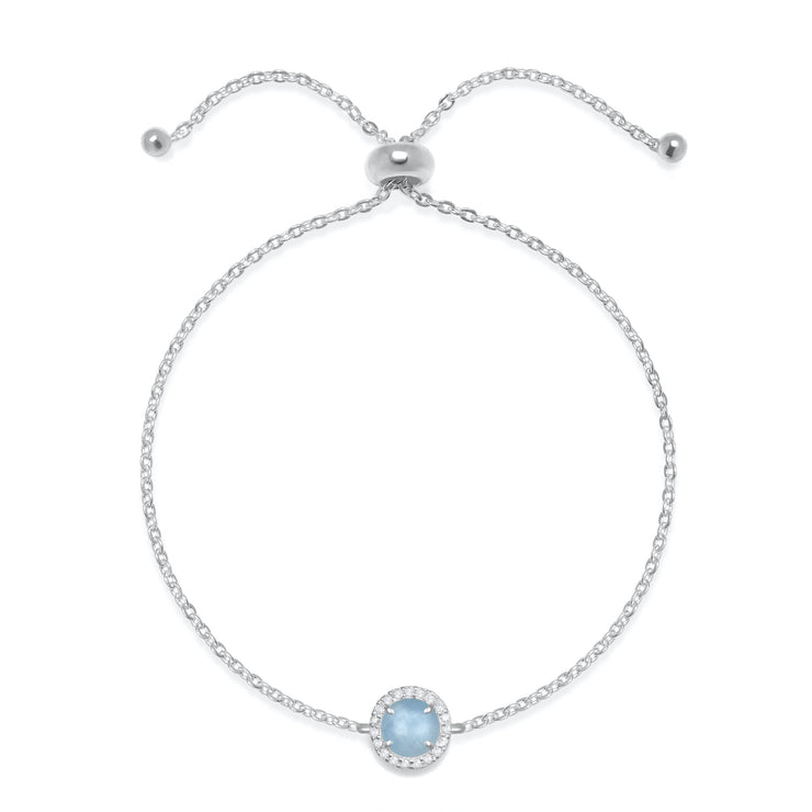 Birthstone & Diamond Bracelet- March Aquamarine