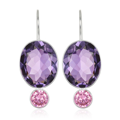 Valencia Grand Oval Earring-Violet Silver