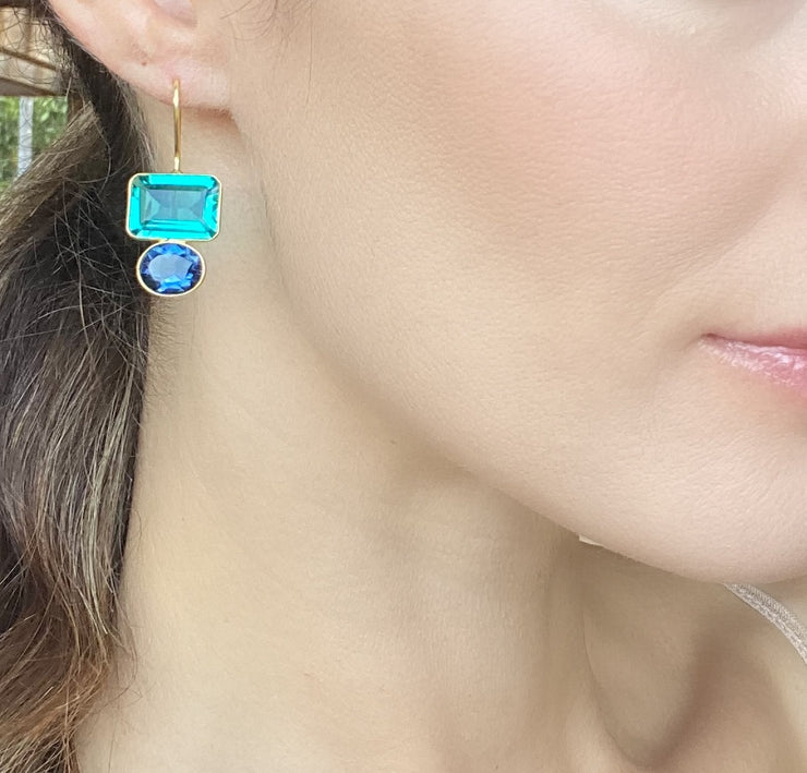 Valencia Earring-Aqua & Royal Blue Silver
