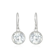 New! Bezeled Round Gem Drop Dangle-White Topaz