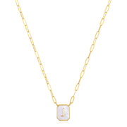 New! Mother of Pearl Paperclip Initial Necklace