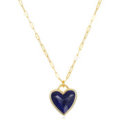 New! Framed Heart Necklace-Lapis