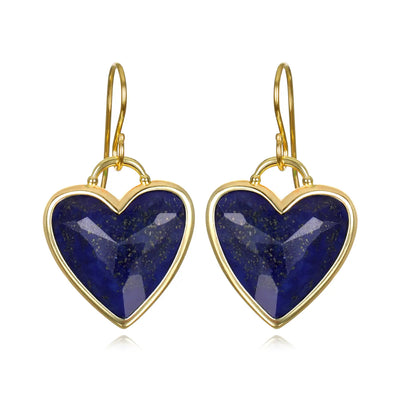 New! Framed Heart Dangles-Lapis