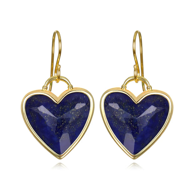 New! Framed Heart Dangles-Lapis