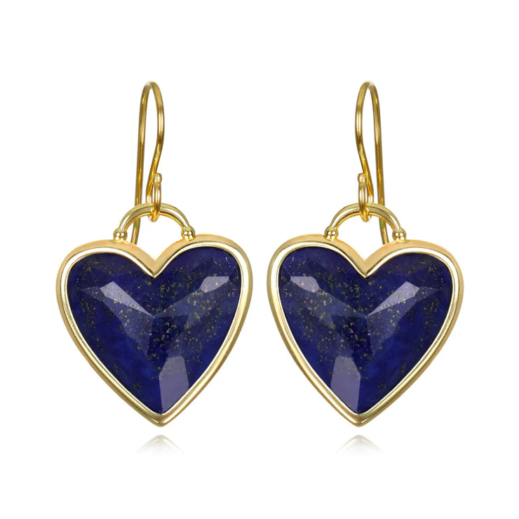 New! Framed Heart Dangles-Lapis