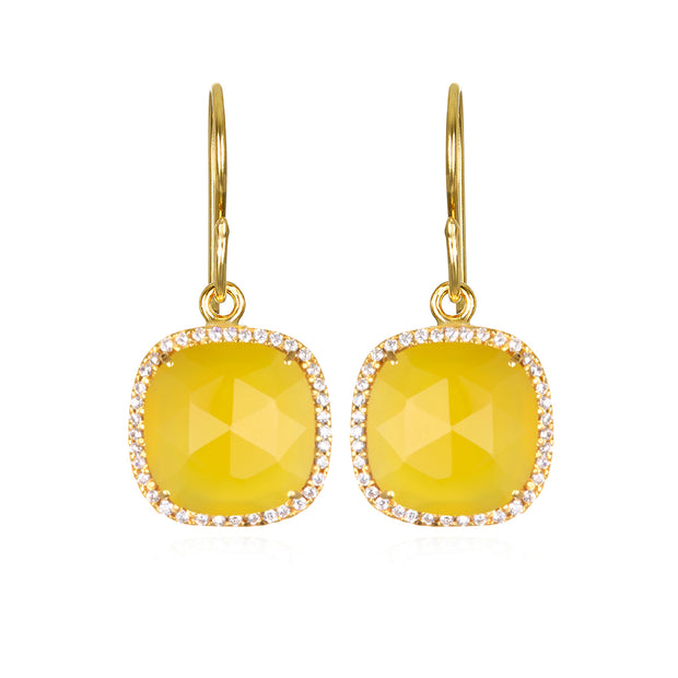 New! Paris Cushion Cut-Yellow with Clear Gold