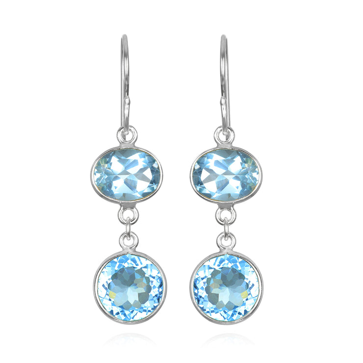 New! Bezel Double Dangles-Sky Blue Topaz