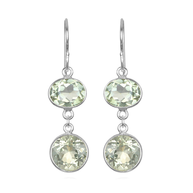 New! Bezel Double Dangles-Green Amethyst