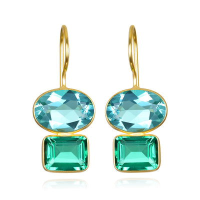 Double Valencia Earring - Aqua & Mint