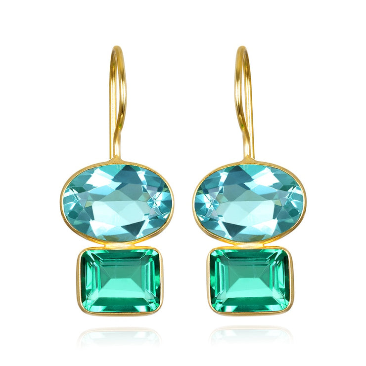 Double Valencia Earring - Aqua & Mint