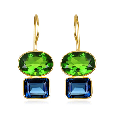 Double Valencia Earring - Lime & Sapphire Blue