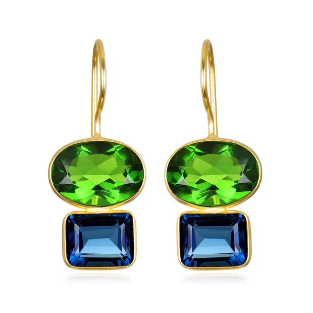 Double Valencia Earring - Lime & Sapphire Blue