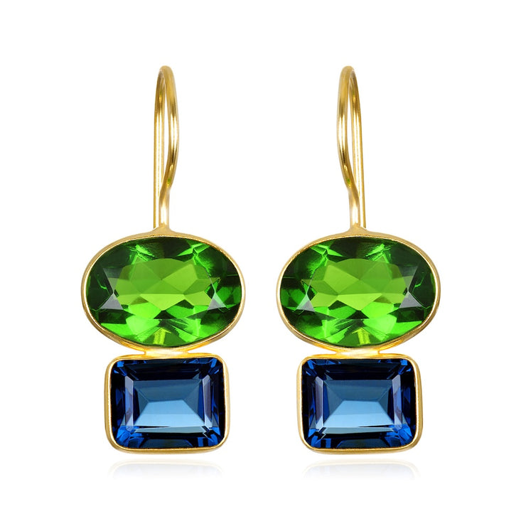Double Valencia Earring - Lime & Sapphire Blue