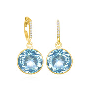New! Grand Gemstone Huggies-Blue Topaz