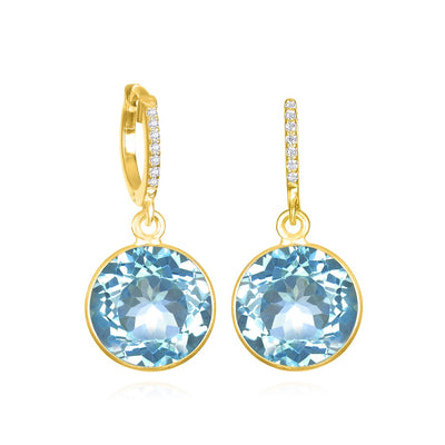 New! Grand Gemstone Huggies-Blue Topaz