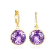 New! Grand Gemstone Huggies-Pink Amethyst