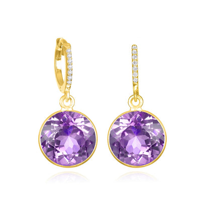 New! Grand Gemstone Huggies-Pink Amethyst