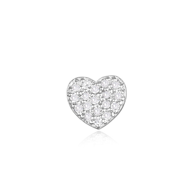 Diamond Heart Post Earrings-Sterling Silver