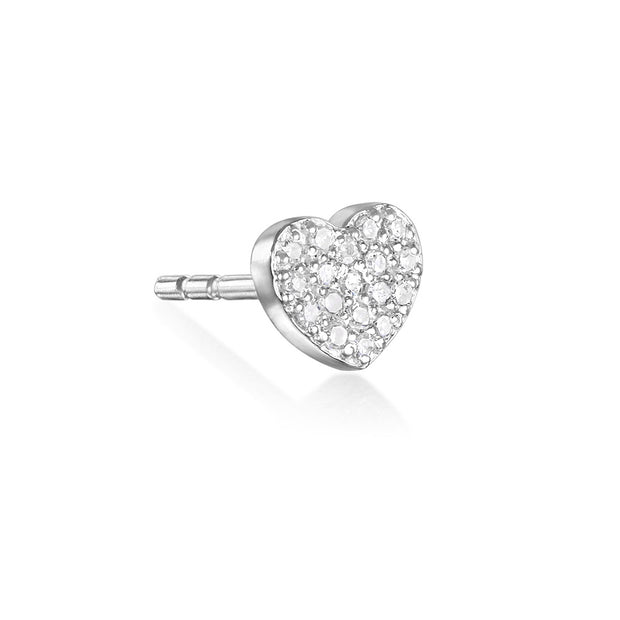 Diamond Heart Post Earrings-Sterling Silver