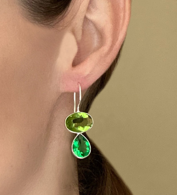 Valencia Teardrop Earring- Lime & Clover Silver