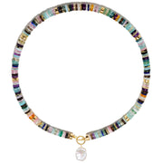 New!  Gemstone Heishi & Keshi Pearl Collar Necklace