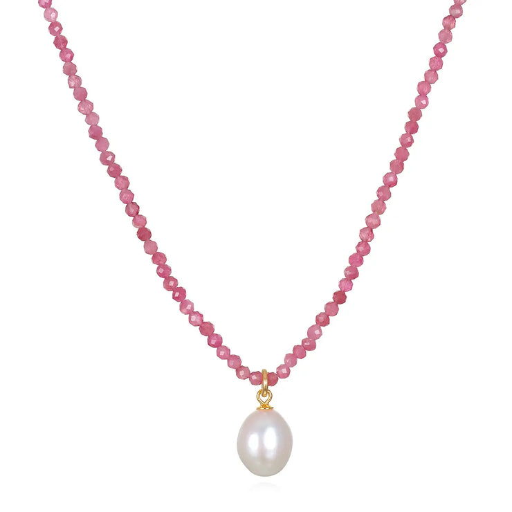 New!  Pearl Choker-Pink Tourmaline