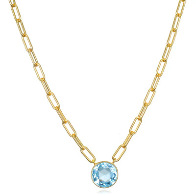 New! Grand Gemstone Paperclip Necklace-Sky Blue Topaz