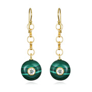 New! Double Gemstone Dangles-Malachite & Topaz