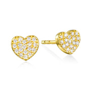 Diamond Heart Post Earrings-Gold