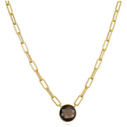 New! Grand Gemstone Paperclip Necklace-Smoky Quartz