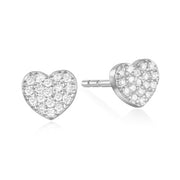 Diamond Heart Post Earrings-Sterling Silver