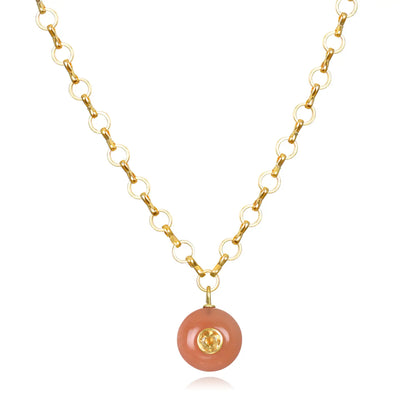 New!  Peach Moonstone & Citrine Petite Loop Necklace