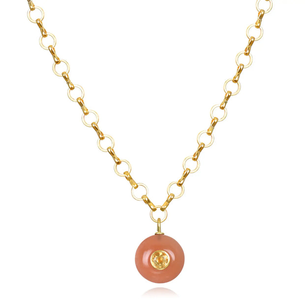 New!  Peach Moonstone & Citrine Petite Loop Necklace