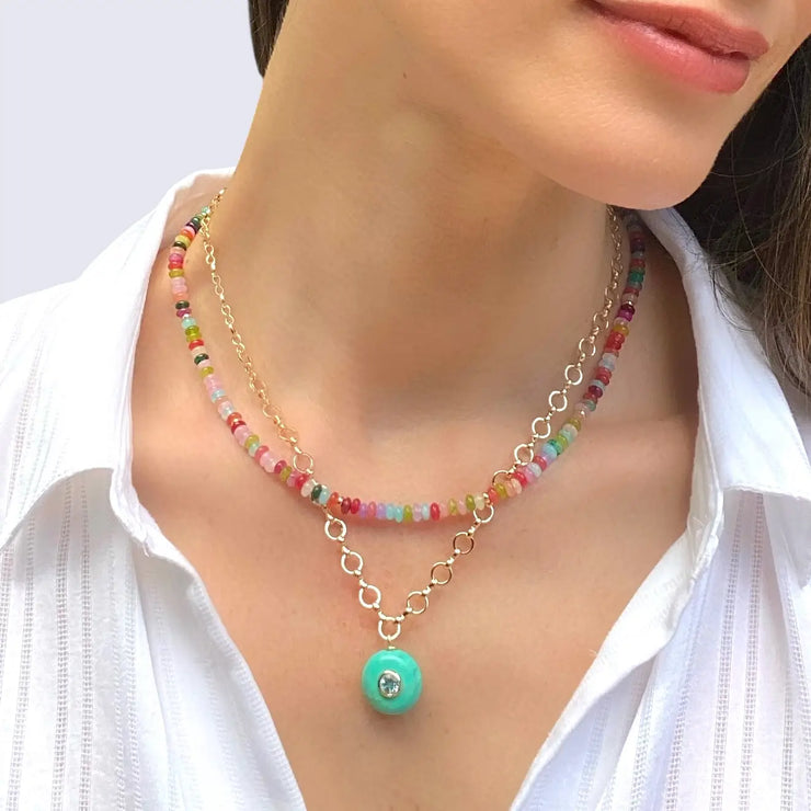 New!  Rainbow Quartz Banded Necklace