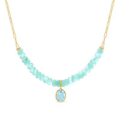 Beaded Charm Necklace - Angelite & Sky Blue Topaz