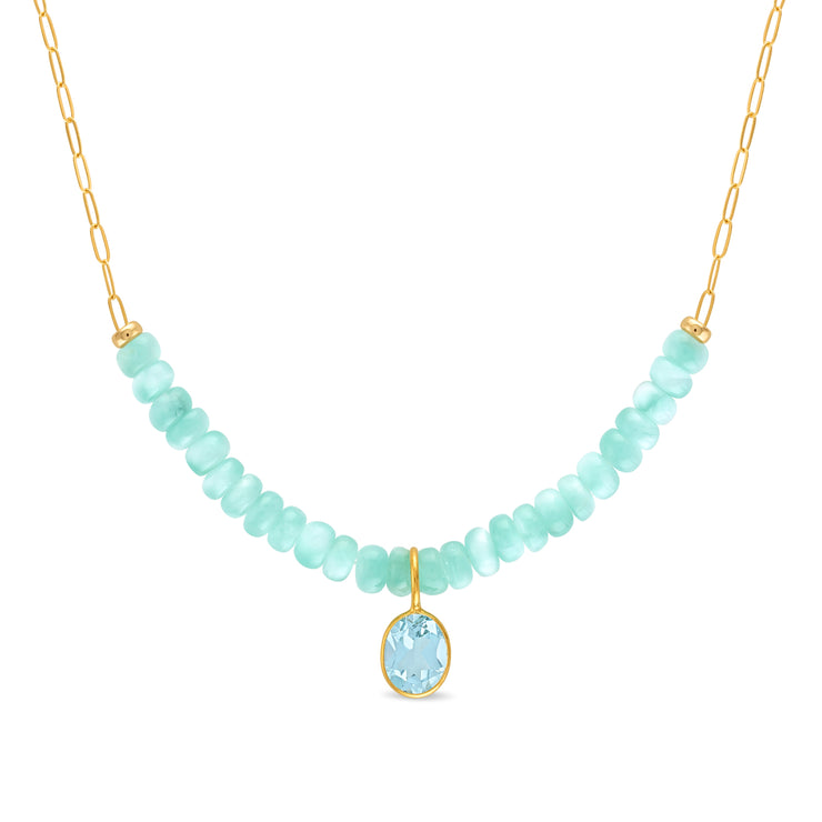 Beaded Charm Necklace - Angelite & Sky Blue Topaz