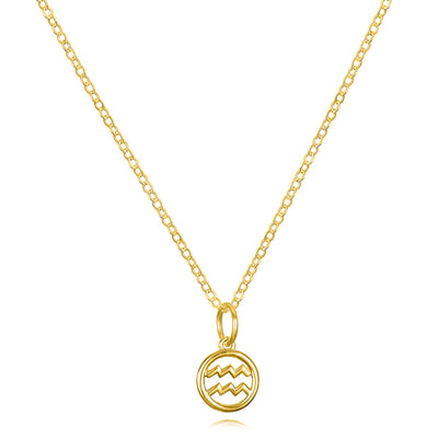 New! 14k Gold Zodiac Charm Necklace - Aquarius