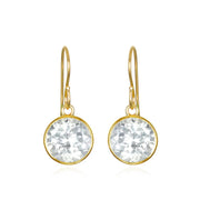 Bezel Round Gemdrop Dangles - White Topaz - Gold